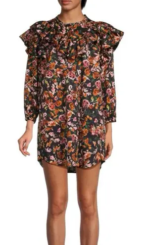 Something Navy Floral Mini Dress Black Orange women’s small boho party event