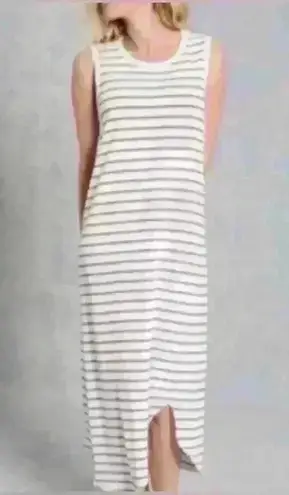 Frank & Eileen Asymmetrical Midi Tee Lab Dress Black White Stripes Small