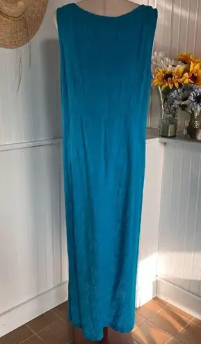 Karin Stevens Blue Rayon Sleeveless Midi Dress