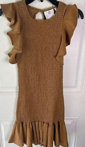 C/MEO COLLECTIVE Expired Sleeveless Smocked Stretch Ruffle Mini Dress Small