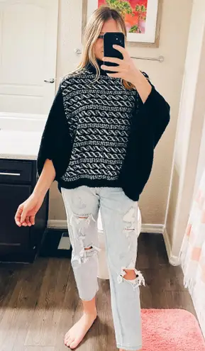 Free People Black & White Shawl Sweater