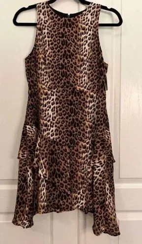 19 Cooper XS Sleeveless Tiered-Skirt Leopard Print Dress