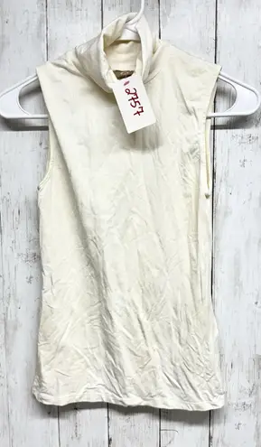 Boss Shirt Women Size XS Cream Sleeveless Turtleneck Blouse Streetwear Casual