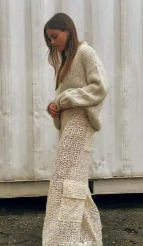 Agua Bendita Maca Pants in Beige Small New Womens Crochet Cover up