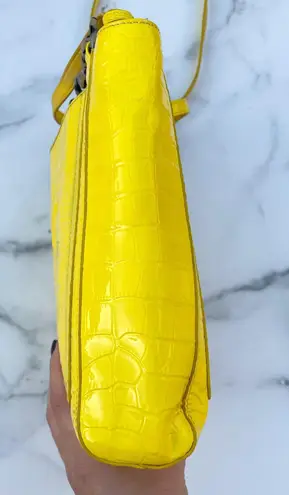 Edie Parker micro patent leather croc-embossed convertible tote shoulder bag