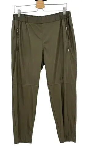 Ottod'Ame Military Green Faux Leather Jogger Pants Size 46 / US 10