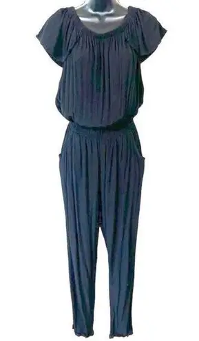 Anthropologie BeachGold Black Off the Shoulder Jumpsuit Black