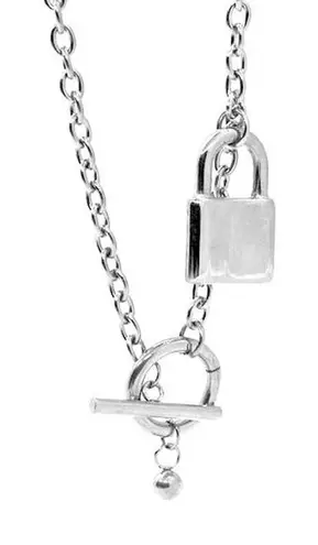 Silver Padlock Toggle Necklace