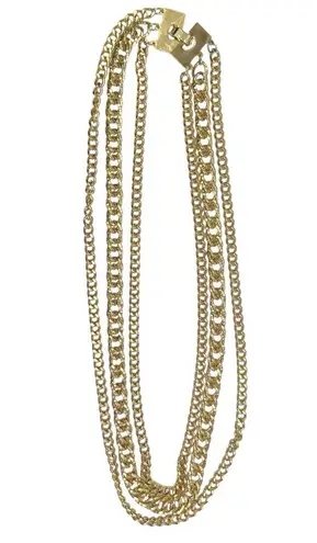 Chunky Gold Tone Curb Cuban Multi Chain Link Layered Necklace