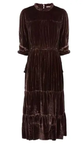 Ulla Johnson  Velvet Midi Dress Womens Size 6 Plum Mulberry Blogger Celeb Style