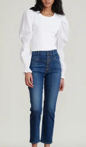 Veronica Beard Ryleigh Slim Straight High Rise Jean in Laguna Wash