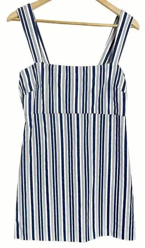 Show Me Your Mumu  Blue White Striped Aria Sleeveless Square Neck Mini Dress M