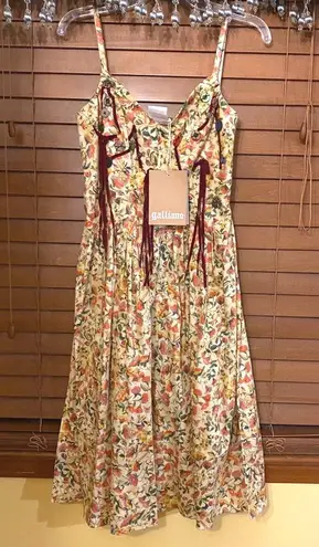 John Galliano NWT $850 Vintage Yellow Floral Tasseled Dress 38