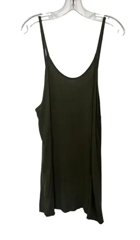 Purr Melrose Olive Green Slinky Mini Dress Spaghetti Straps Oversized Small Boho