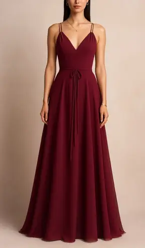 Marchesa Notte Bridesmaid Burgundy Valentia Long Gown ALine Straps Womens Size 8 Red