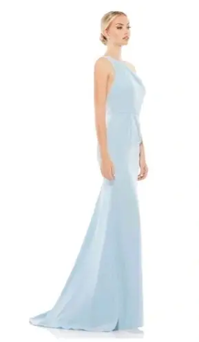 Mac Duggal One-Shoulder Jersey Mermaid Gown in Powder Blue US 8