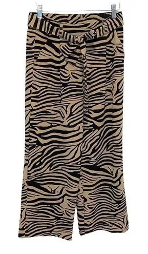 C by One Womens Animal Print Pull On Wide Leg Cropped Pants Black Tan Size XS - Image 1