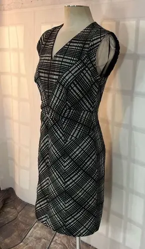 Reiss Nadine checkered black white sheath dress size 10