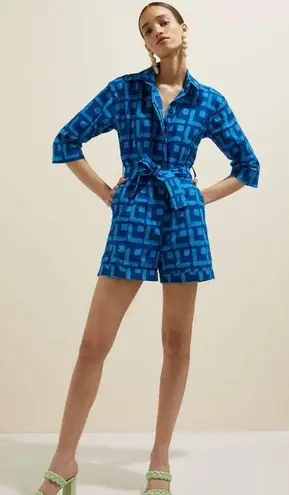 Sika x Anthropologie Blue Geometric Romper 6