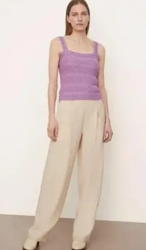 Vince NWOT  Knit Crochet Tank Top Sleeveless Shirt Light Purple Sweater Vest Sz L