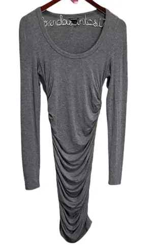 Club Monaco Cinched Midi Gray Long SleeveâBodycon Dress SizeâSmall