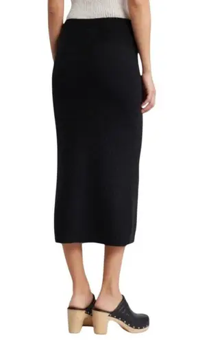 Bobeau Ribbed Knit Classic Midi Skirt Pull-On Elastic Waist Black W Medium NWOT