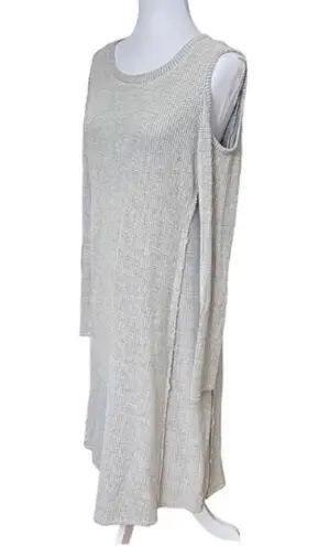 Sol Angeles Anthropologie Cold Shoulder Waffle Knit Midi Dress Gray Size Medium