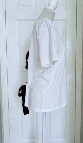 Noisy May White Back Bow Criss Cross Short Sleeve Tee Size Large Designer New