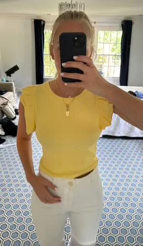 ZARA Yellow Ruffle Sleeve Top