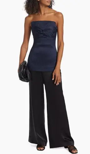 Tove Ida Bow Strapless Top Navy Blue Size 6