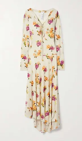 Acne Studios Asymmetric floral-print crepe dress, Size Small, $950
