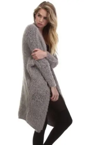 Tea & Cup Rose Faux Fur Pocket Cardigan