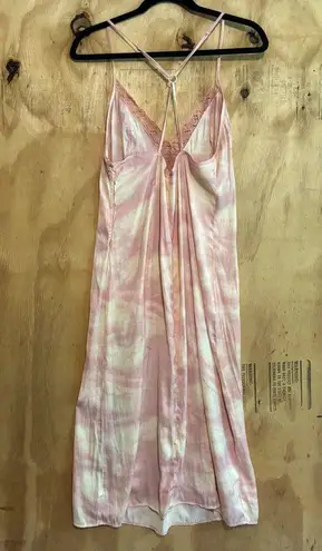 Free People  Chasing Shadows Pink Tie Dye Slip Dress Midi Sz L