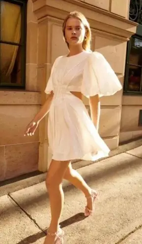 AJE Renee Puff Sleeve Beaded Mini Dress Bridal White Size 4 AU 0 US