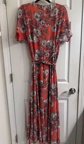 Bobeau Pink and Black Puff Sleeve Maxi Sundress