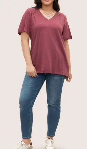 Bloomchic NWT! Burgundy ruffle sleeve V-neck top size 30 or 6X