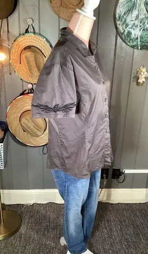 Chrome Eagle Women's Buttonup Gray & Black Large