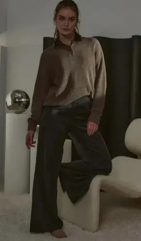 💕LUNYA💕 Cozy Cotton Silk Polo Pullover Sweater ~ Botanical Brown Heather M NWT Size M