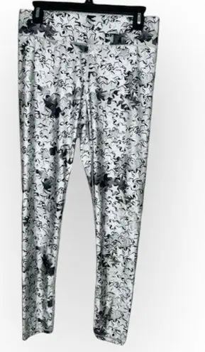 Terez High-Waist Leggings Size L Celestial Silver Star Confetti Full Length Gray