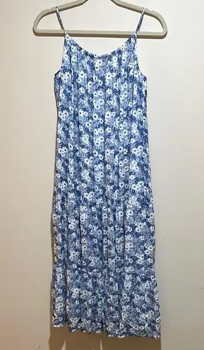 Rails Adora Tiered Drop Waist Midi Dress in Blue Jasmine Floral Print Size Small