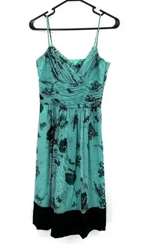 Laundry by Shelli Segal  size 0 100% silk sleeveless dress blue teal floral‎ zip