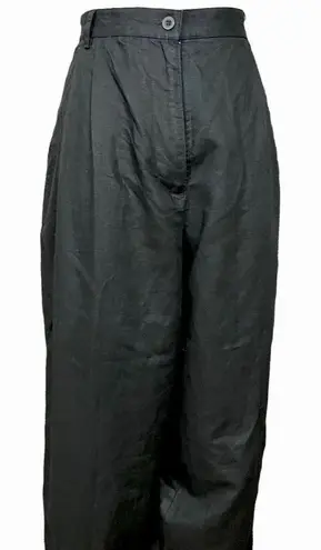 Vintage 90’s Susan Bristol Black Linen High Waist Relaxed Trouser Pants 12 Black