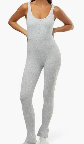 We Wore What NEW Women's Size Small Gray Henley Flare Jumpsuit