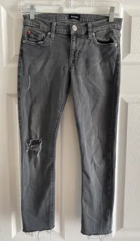 Hudson Women's 26 Krista Super Skinny Jeans Gray Distressed Mid Rise Stretch