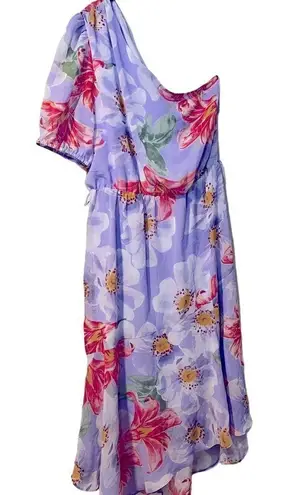 Julia Jordan Floral One Shoulder Dress Lavender Pink White Flowers Party Cocktail - Image 1