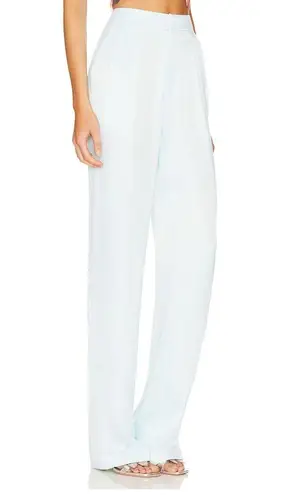 LPA Pale Blue Pleated Trouser Pants LARGE Wide Leg Baggy Satin Long $218 NEW