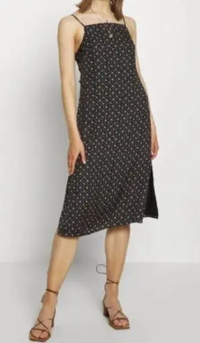 American Eagle AE Ditzy Floral Midi Slip Dress Side Slit Open Back