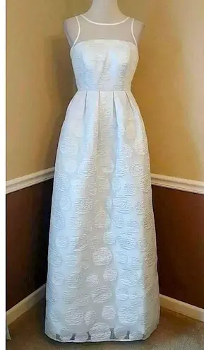 Chi Chi London White & Silver Rose Jacquard Wedding Gown Maxi Dress by Minuet from Modcloth NEW