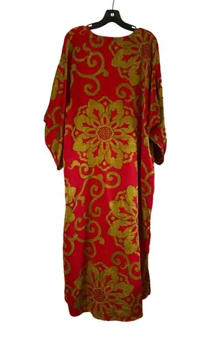 Natori Private Luxuries Red & Gold Kaftan Caftan Size L Elegant Loungewear Size L