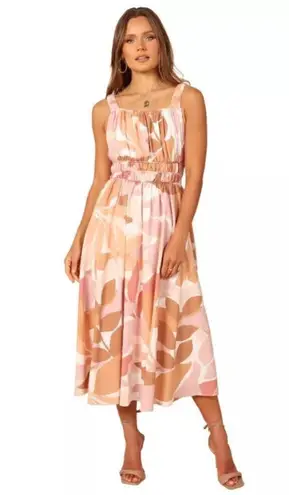 Petal and Pup Girl and the Sun Everleigh Leaf Print Midi Dress M